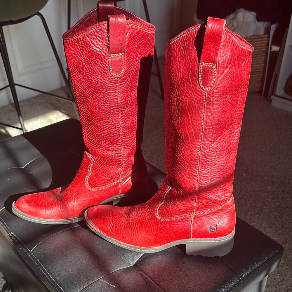 Born Red Leather Cowboy Boots